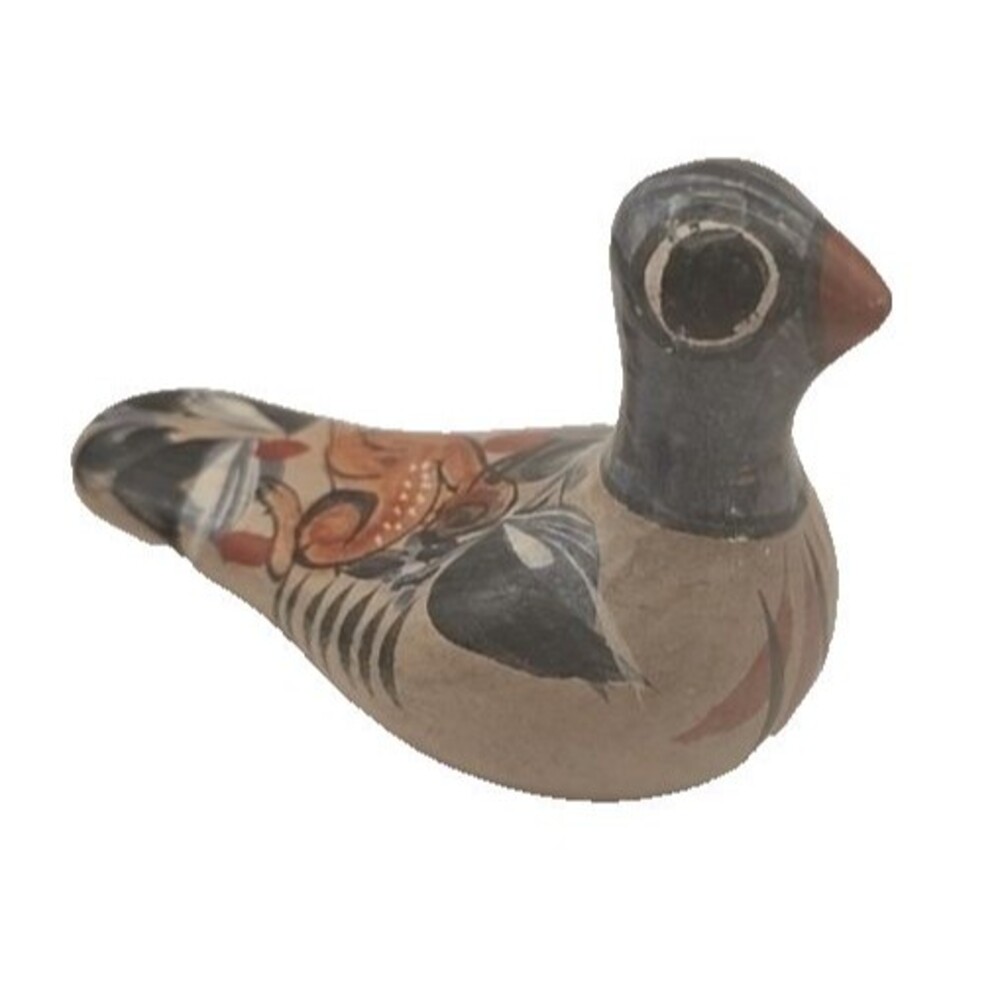 Bird Figurine Hand Painted Mexican Clay Folk Art
